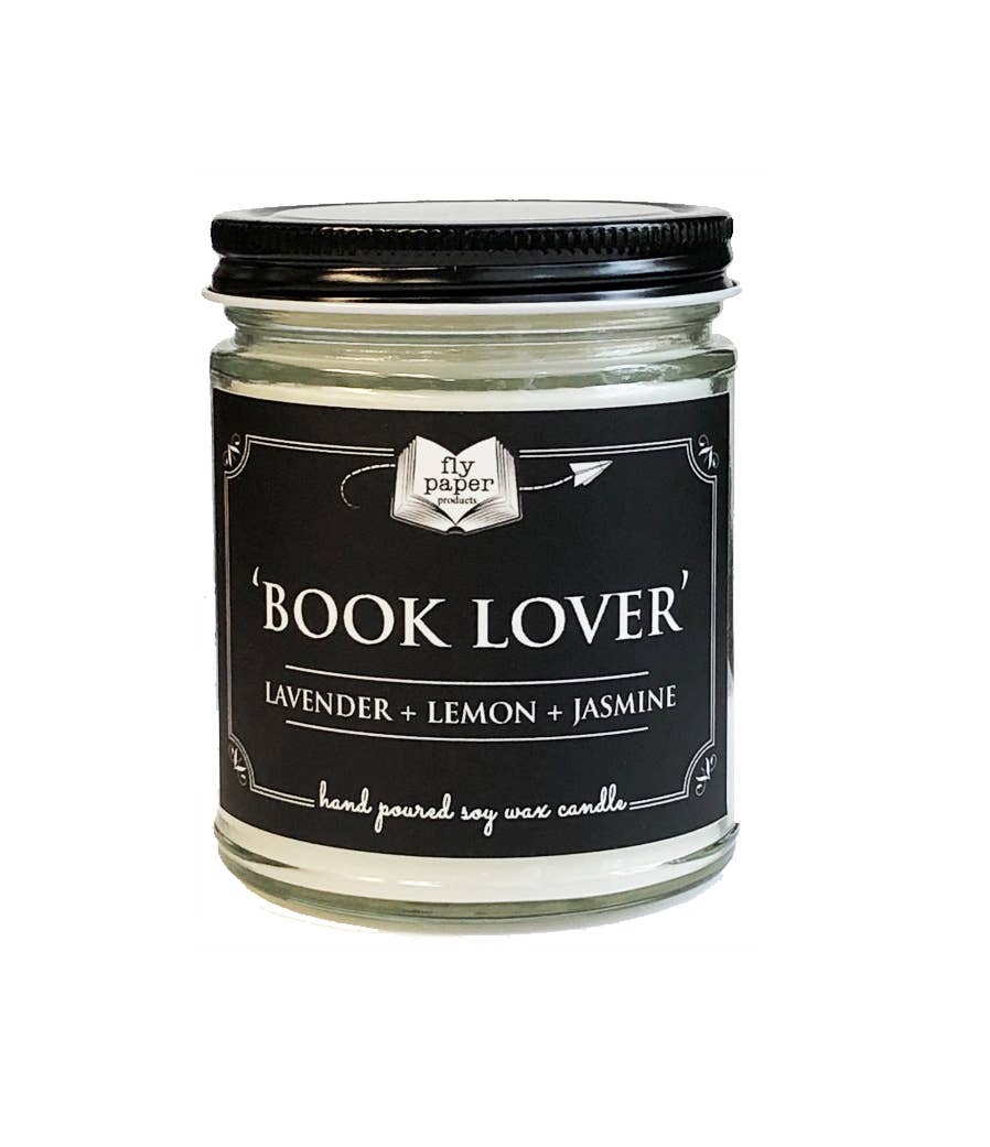 Book Lover Literary Glass  Candle 9 oz