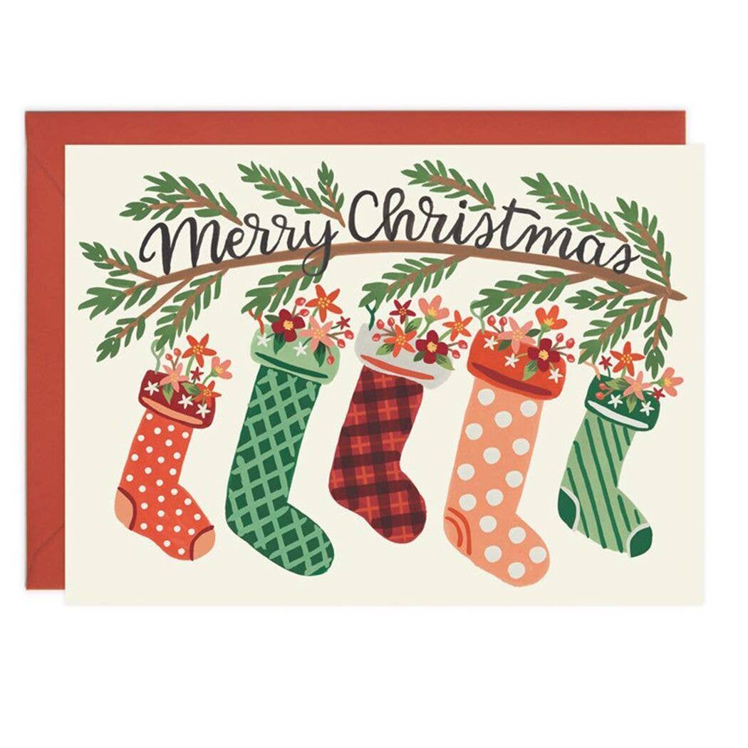 Bloom Stockings Christmas Card - Box Set 8 Cards